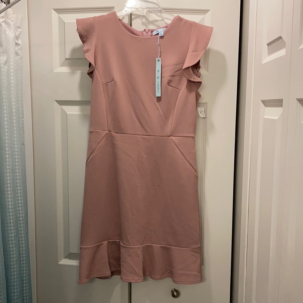 NWT- She & Sky Ruffle Cap Sleeve Dress